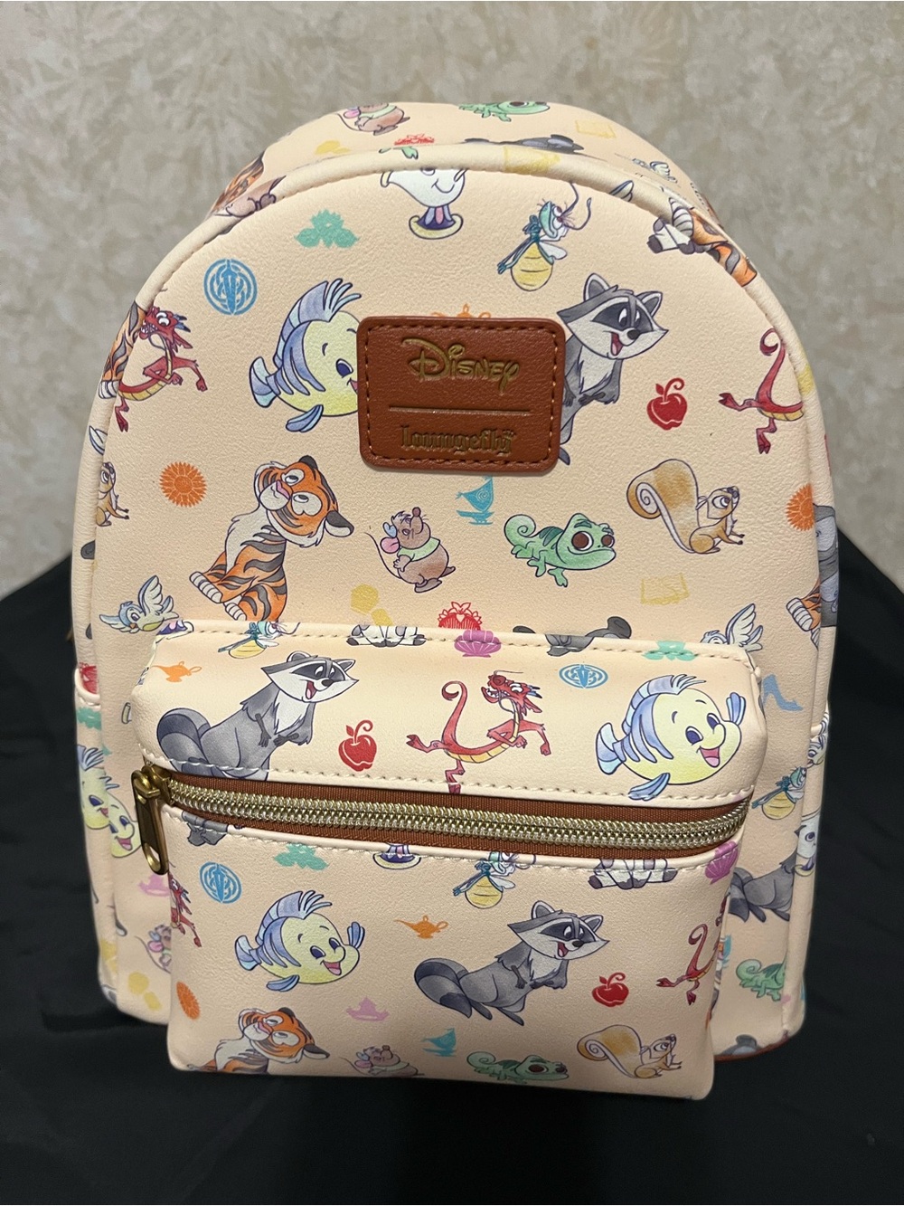 Disney Cream Mini Backpack with Multicolor Character Print